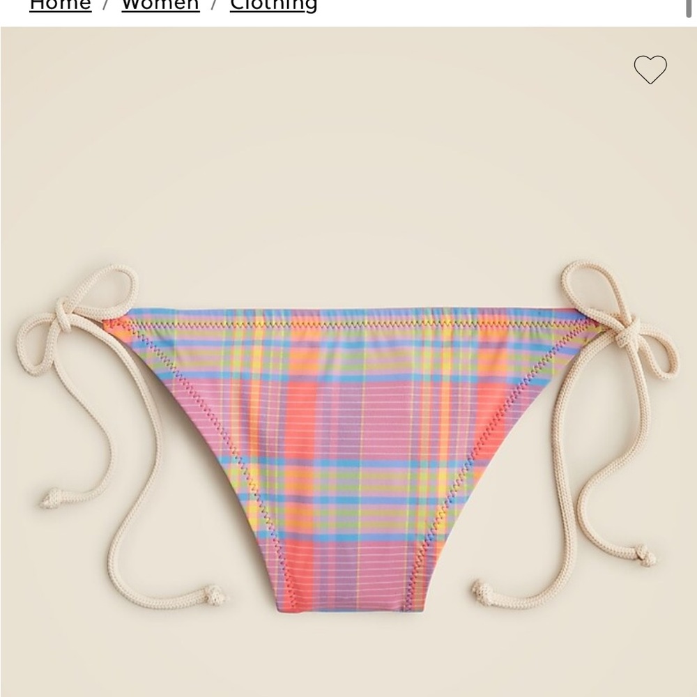 J.Crew Reimagined Rope String Bikini Bottom in Sunset Plaid